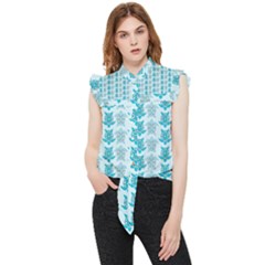 Sea Turtle Sea Animal Frill Detail Shirt by Dutashop