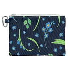 Abstract Wild Flowers Dark Blue Background Blue Flower Blossom Flat Retro Seamless Pattern Daisy Canvas Cosmetic Bag (xl) by uniart180623