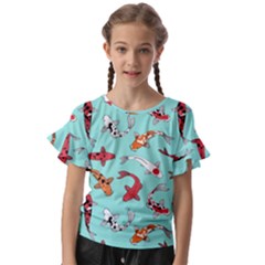 Pattern-with-koi-fishes Kids  Cut Out Flutter Sleeves by uniart180623