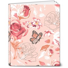 Beautiful-seamless-spring-pattern-with-roses-peony-orchid-succulents 8  X 10  Hardcover Notebook by uniart180623
