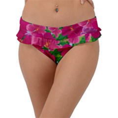 Background-cute-flowers-fuchsia-with-leaves Frill Bikini Bottoms by uniart180623