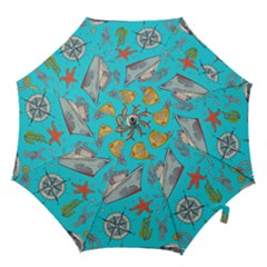 Colored-sketched-sea-elements-pattern-background-sea-life-animals-illustration Hook Handle Umbrellas (medium) by uniart180623