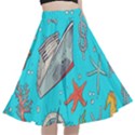 Colored-sketched-sea-elements-pattern-background-sea-life-animals-illustration A-Line Full Circle Midi Skirt With Pocket View1