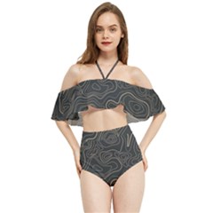 Damask-seamless-pattern Halter Flowy Bikini Set  by uniart180623