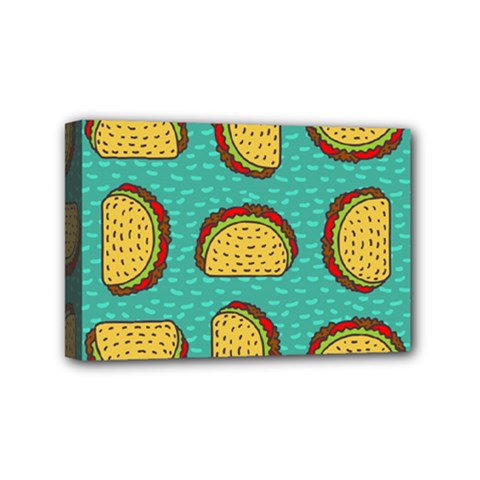 Taco-drawing-background-mexican-fast-food-pattern Mini Canvas 6  X 4  (stretched) by uniart180623