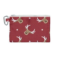 Cute-reindeer-head-with-star-red-background Canvas Cosmetic Bag (medium) by uniart180623