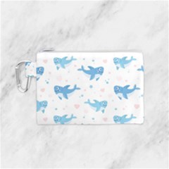 Seamless-pattern-with-cute-sharks-hearts Canvas Cosmetic Bag (small) by uniart180623