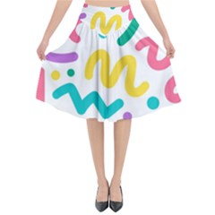 Abstract-pop-art-seamless-pattern-cute-background-memphis-style Flared Midi Skirt by uniart180623