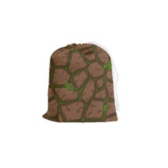 Cartoon-brown-stone-grass-seamless-background-texture-pattern Drawstring Pouch (small) by uniart180623