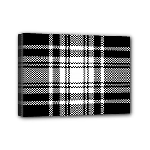 Pixel-background-design-modern-seamless-pattern-plaid-square-texture-fabric-tartan-scottish-textile- Mini Canvas 7  X 5  (stretched) by uniart180623
