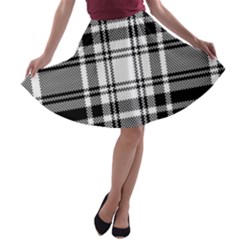 Pixel-background-design-modern-seamless-pattern-plaid-square-texture-fabric-tartan-scottish-textile- A-line Skater Skirt by uniart180623