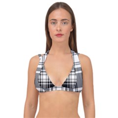 Pixel-background-design-modern-seamless-pattern-plaid-square-texture-fabric-tartan-scottish-textile- Double Strap Halter Bikini Top by uniart180623