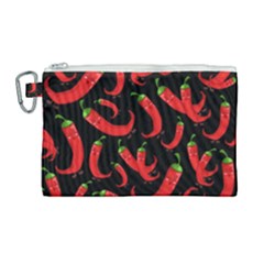 Seamless-vector-pattern-hot-red-chili-papper-black-background Canvas Cosmetic Bag (large) by uniart180623