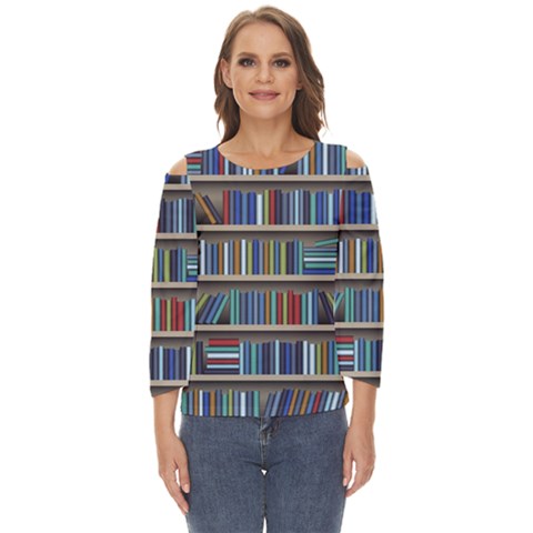 Bookshelf Cut Out Wide Sleeve Top by uniart180623