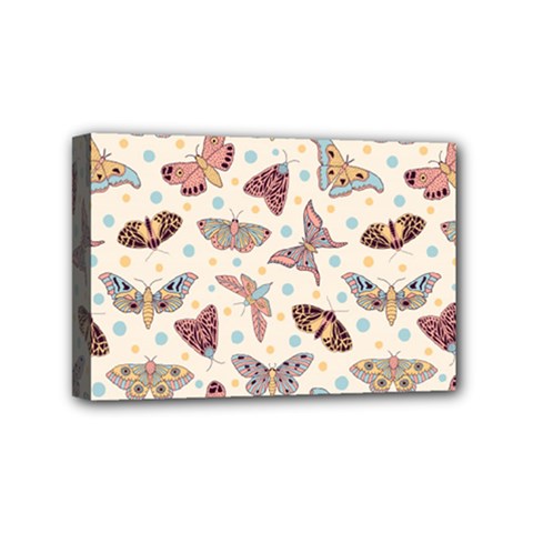 Pattern-with-butterflies-moths Mini Canvas 6  X 4  (stretched) by uniart180623