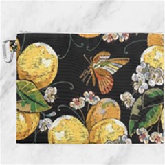 Embroidery-blossoming-lemons-butterfly-seamless-pattern Canvas Cosmetic Bag (xxxl) by uniart180623