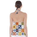 Mexican-talavera-pattern-ceramic-tiles-with-flower-leaves-bird-ornaments-traditional-majolica-style- Babydoll Tankini Top View2