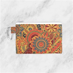 Bright-seamless-pattern-with-paisley-mehndi-elements-hand-drawn-wallpaper-with-floral-traditional Canvas Cosmetic Bag (small) by uniart180623