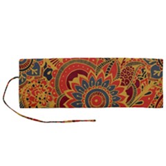 Bright-seamless-pattern-with-paisley-mehndi-elements-hand-drawn-wallpaper-with-floral-traditional Roll Up Canvas Pencil Holder (m) by uniart180623