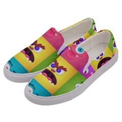 Monsters-emotions-scary-faces-masks-with-mouth-eyes-aliens-monsters-emoticon-set Men s Canvas Slip Ons by uniart180623