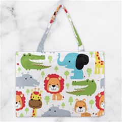 Seamless-pattern-vector-with-animals-cartoon Medium Tote Bag by uniart180623