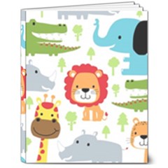 Seamless-pattern-vector-with-animals-cartoon 8  X 10  Hardcover Notebook by uniart180623
