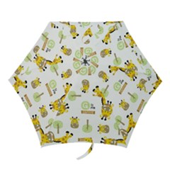 Vector-pattern-with-cute-giraffe-cartoon Mini Folding Umbrellas by uniart180623