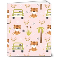 Cute-tiger-car-safari-seamless-pattern 8  X 10  Hardcover Notebook by uniart180623