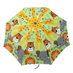 Seamless-pattern-vector-with-animals-wildlife-cartoon Folding Umbrellas by uniart180623