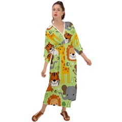 Seamless-pattern-vector-with-animals-wildlife-cartoon Grecian Style  Maxi Dress by uniart180623