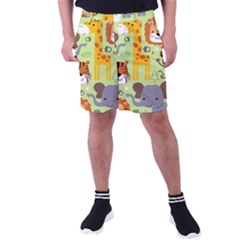 Seamless-pattern-vector-with-animals-wildlife-cartoon Men s Pocket Shorts by uniart180623