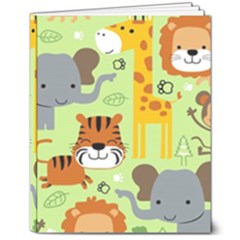 Seamless-pattern-vector-with-animals-wildlife-cartoon 8  X 10  Hardcover Notebook by uniart180623
