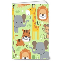 Seamless-pattern-vector-with-animals-wildlife-cartoon 8  X 10  Softcover Notebook by uniart180623