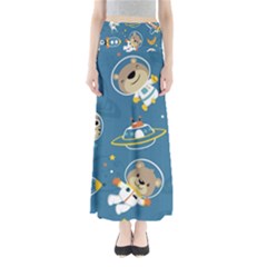 Seamless-pattern-funny-astronaut-outer-space-transportation Full Length Maxi Skirt by uniart180623