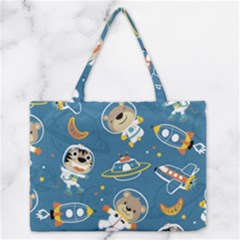 Seamless-pattern-funny-astronaut-outer-space-transportation Zipper Medium Tote Bag by uniart180623
