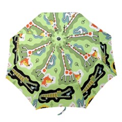 Seamless-pattern-with-wildlife-animals-cartoon Folding Umbrellas by uniart180623