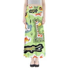 Seamless-pattern-with-wildlife-animals-cartoon Full Length Maxi Skirt by uniart180623