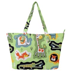 Seamless-pattern-with-wildlife-animals-cartoon Full Print Shoulder Bag by uniart180623