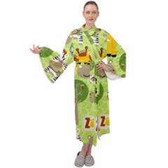 Funny-animals-cartoon Maxi Velvet Kimono by uniart180623