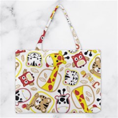 Vector-seamless-pattern-nice-animals-cartoon Medium Tote Bag by uniart180623