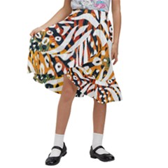 Abstract-geometric-seamless-pattern-with-animal-print Kids  Ruffle Flared Wrap Midi Skirt by uniart180623