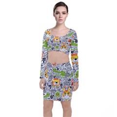 Seamless-pattern-with-wildlife-cartoon Top And Skirt Sets by uniart180623