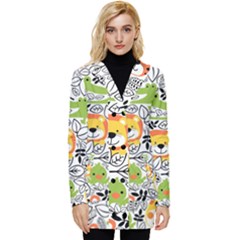Seamless-pattern-with-wildlife-cartoon Button Up Hooded Coat  by uniart180623