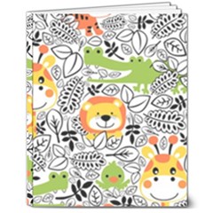 Seamless-pattern-with-wildlife-cartoon 8  X 10  Hardcover Notebook by uniart180623