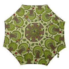 Seamless-pattern-with-trees-owls Hook Handle Umbrellas (large) by uniart180623