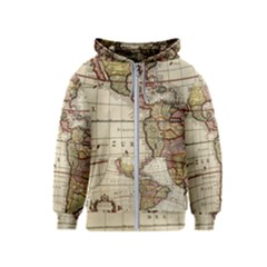 Vintage World Map Old  Globe Antique America Kids  Zipper Hoodie by uniart180623