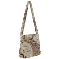 Vintage World Map Old  Globe Antique America Zipper Messenger Bag by uniart180623