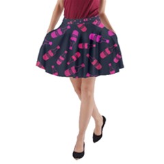 Wine Bottles Background Graphic A-line Pocket Skirt by uniart180623
