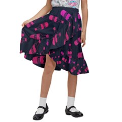Wine Bottles Background Graphic Kids  Ruffle Flared Wrap Midi Skirt by uniart180623
