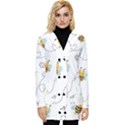 Bee Art Pattern Design Wallpaper Background Print Button Up Hooded Coat  View1